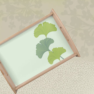 Ginkgo Leaves Customizable Background Colors  Serving Tray