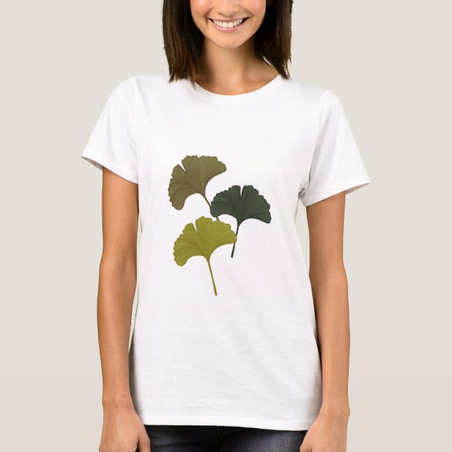Ginkgo Leaves Customizable Background Colors  T-Shirt (Front)