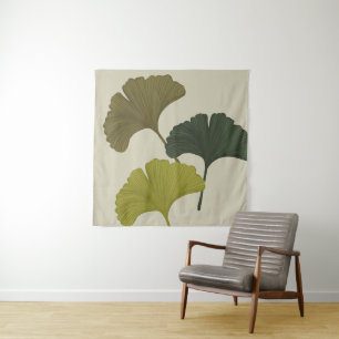 Ginkgo Leaves Customizable Background Colors Tapestry