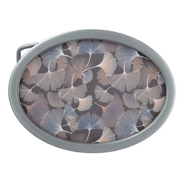 Ginkgo leaves: elegant natural pattern. belt buckle (Front)