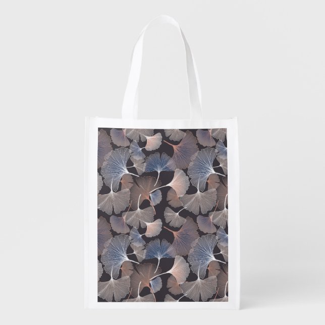 Ginkgo leaves: elegant natural pattern. grocery bag (Front)