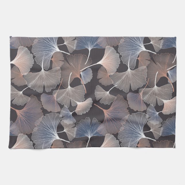 Ginkgo leaves: elegant natural pattern. kitchen towel (Horizontal)
