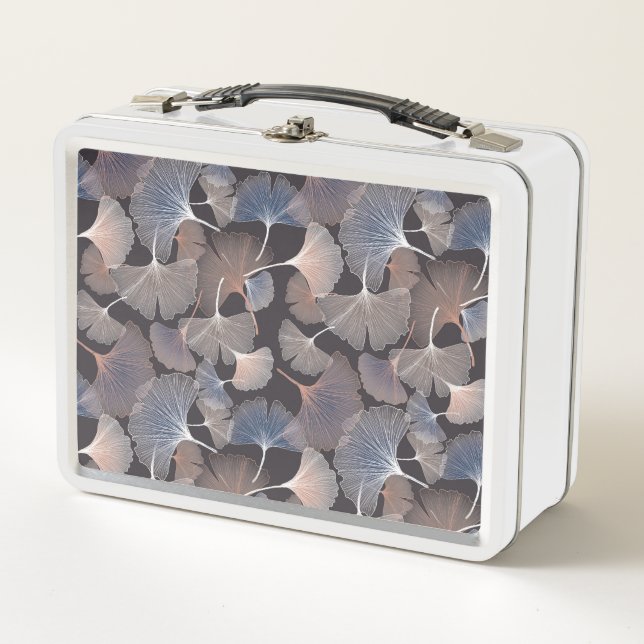 Ginkgo leaves: elegant natural pattern. metal lunch box (Front)
