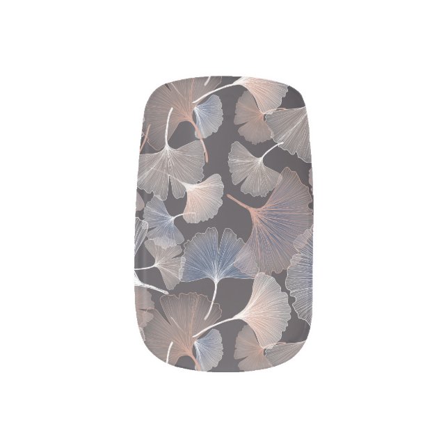 Ginkgo leaves: elegant natural pattern. minx nail art (Left Thumb)