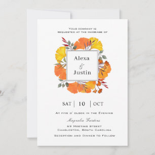 Ginkgo Leaves Fall Wedding Announcement