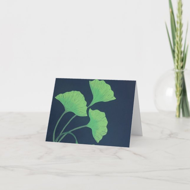 Ginkgo leaves letterpress thank you card (Front)