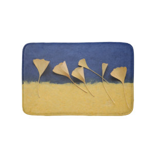 Ginkgo leaves on handmade paper textures bathroom mat