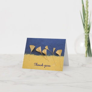 ginkgo leaves on handmade paper thank you card