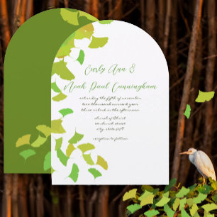 Ginkgo Leaves on Lime Wedding Small 4 x 5 Invitation
