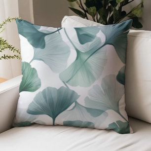 Ginkgo Leaves Pattern Green Throw Pillow