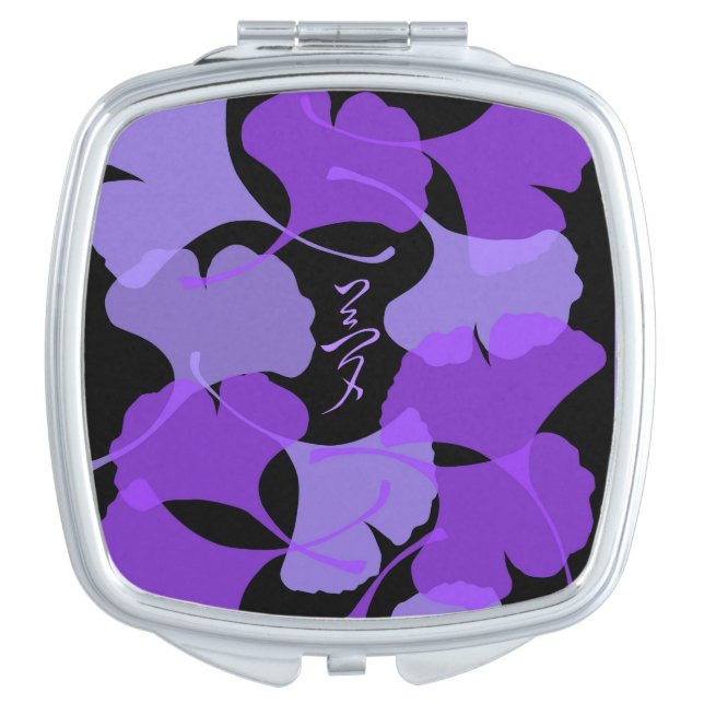 Ginkgo Leaves Purlpe compact mirror (Front)