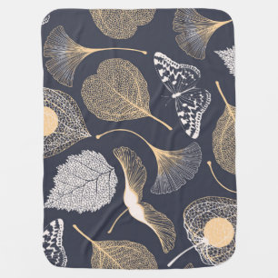 Ginkgo Leaves: Seamless Floral Elegance. Baby Blanket