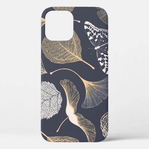 Ginkgo Leaves Seamless Floral Elegance iPhone 12 Case