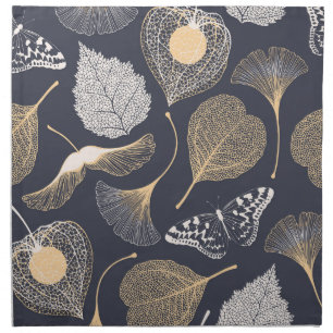 Ginkgo Leaves: Seamless Floral Elegance. Cloth Napkin