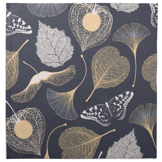 Ginkgo Leaves: Seamless Floral Elegance. Cloth Napkin (Front)