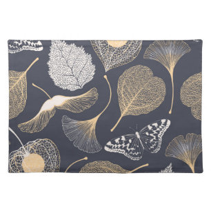 Ginkgo Leaves: Seamless Floral Elegance. Cloth Placemat