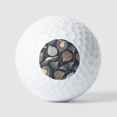 Ginkgo Leaves Seamless Floral Elegance Golf Balls