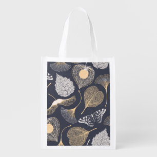 Ginkgo Leaves: Seamless Floral Elegance. Grocery Bag
