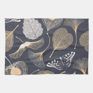 Ginkgo Leaves: Seamless Floral Elegance. Kitchen Towel