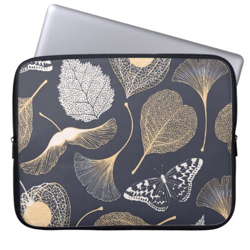 Ginkgo Leaves Seamless Floral Elegance Laptop Sleeve