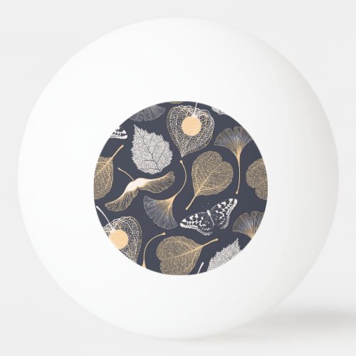 Ginkgo Leaves Seamless Floral Elegance Ping Pong Ball