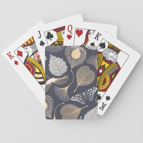 Ginkgo Leaves Seamless Floral Elegance Playing Cards