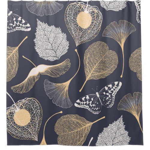 Ginkgo Leaves Seamless Floral Elegance Shower Curtain