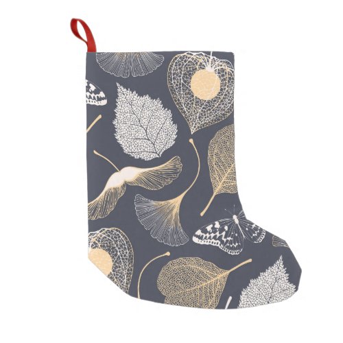 Ginkgo Leaves Seamless Floral Elegance Small Christmas Stocking