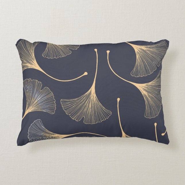 Ginkgo Leaves Seamless Floral Pattern Accent Pillow (Front)