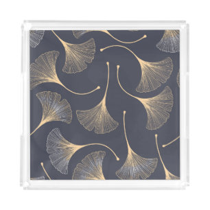 Ginkgo Leaves Seamless Floral Pattern Acrylic Tray