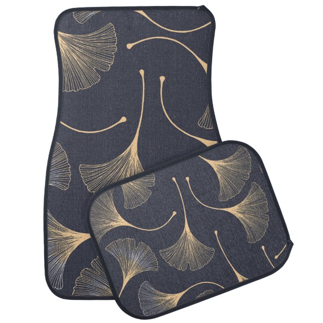 Ginkgo Leaves Seamless Floral Pattern Car Floor Mat (Set)