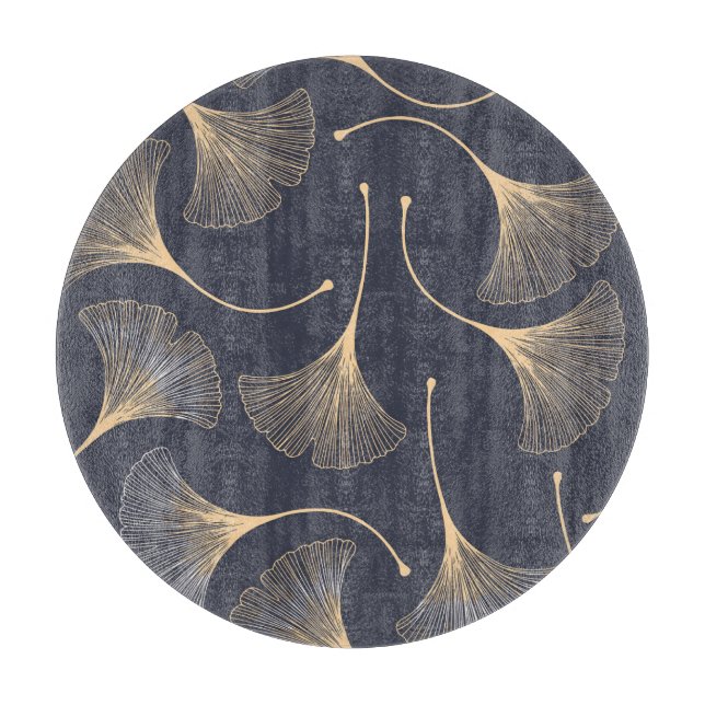 Ginkgo Leaves Seamless Floral Pattern Cutting Board (Front)