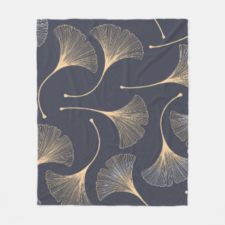 Ginkgo Leaves Seamless Floral Pattern Fleece Blanket