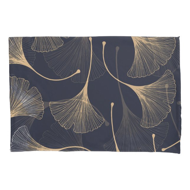 Ginkgo Leaves Seamless Floral Pattern Pillow Case (Front)