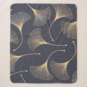 Ginkgo Leaves Seamless Floral Pattern Sherpa Blanket