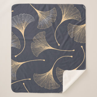 Ginkgo Leaves Seamless Floral Pattern Sherpa Blanket
