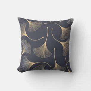 Ginkgo Leaves Seamless Floral Pattern Throw Pillow