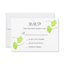 Ginkgo Leaves Wedding RSVP Postcard