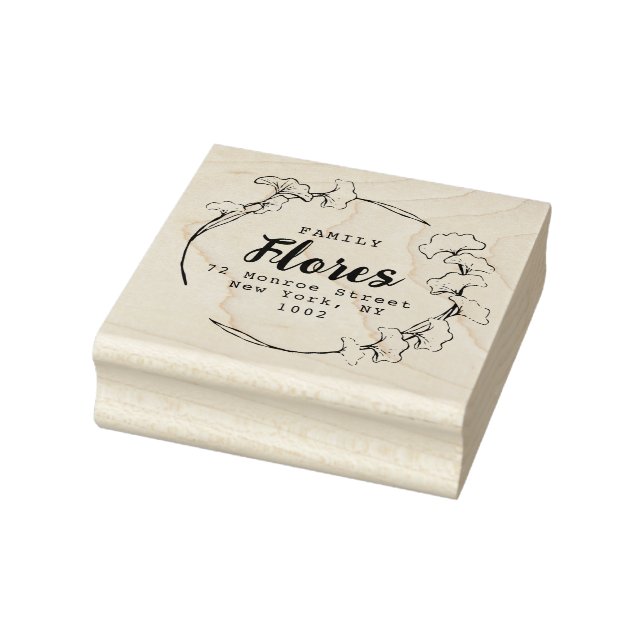 Ginkgo leaves wreath Personalize Name  Rubber Stamp (Stamp)