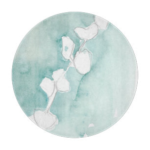Ginkgo on Dusty Teal - White Cutting Board