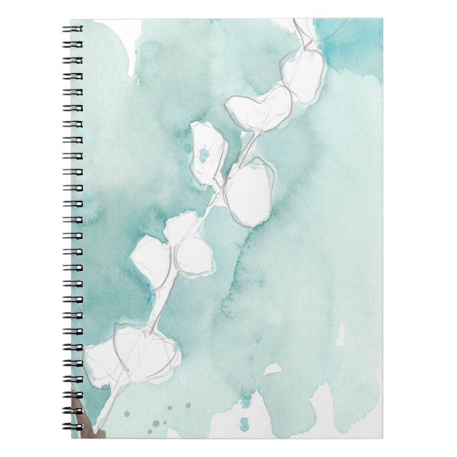 Ginkgo on Dusty Teal - White Notebook (Front)