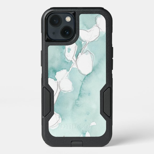 Ginkgo on Dusty Teal - White Otterbox iPhone Case (Back)