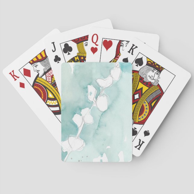 Ginkgo on Dusty Teal - White Poker Cards (Back)