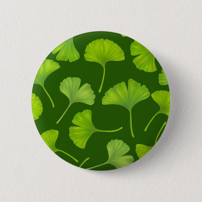 Ginkgo pattern on dark green button (Front)