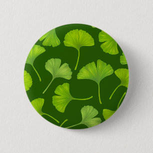 Ginkgo pattern on dark green button
