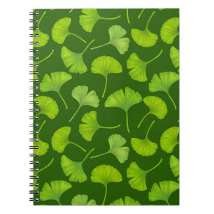 Ginkgo pattern on dark green notebook