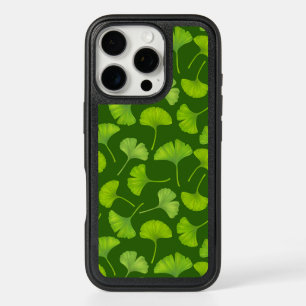Ginkgo pattern on dark green iPhone 16 pro case