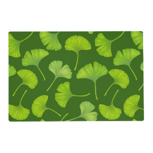 Ginkgo pattern on dark green placemat