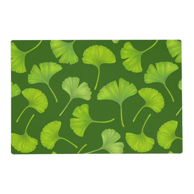 Ginkgo pattern on dark green placemat (Front)