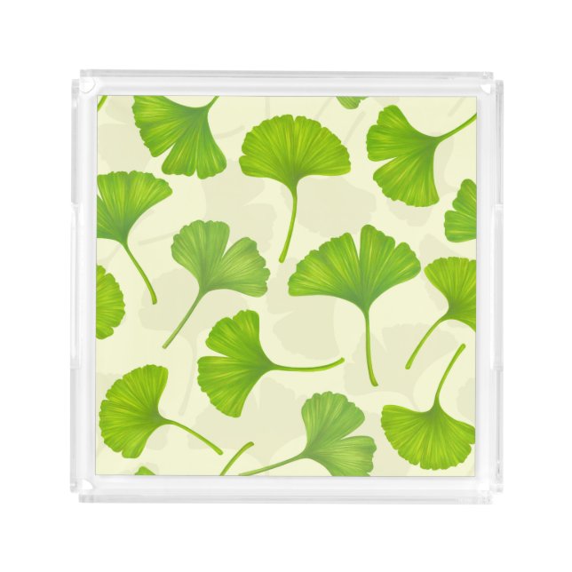 Ginkgo pattern on off white acrylic tray (Front)